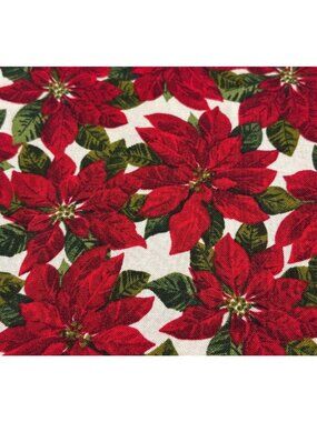 Red Poinsettia Cotton Fabric 12" x 54" Crafts Quilting Holiday Decor